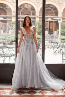 Yolanda Beaded Tulle Gown - Silver -Highend Dresses 101 aa4455e0 e9df 4e58 8706 fd33cafe2f93