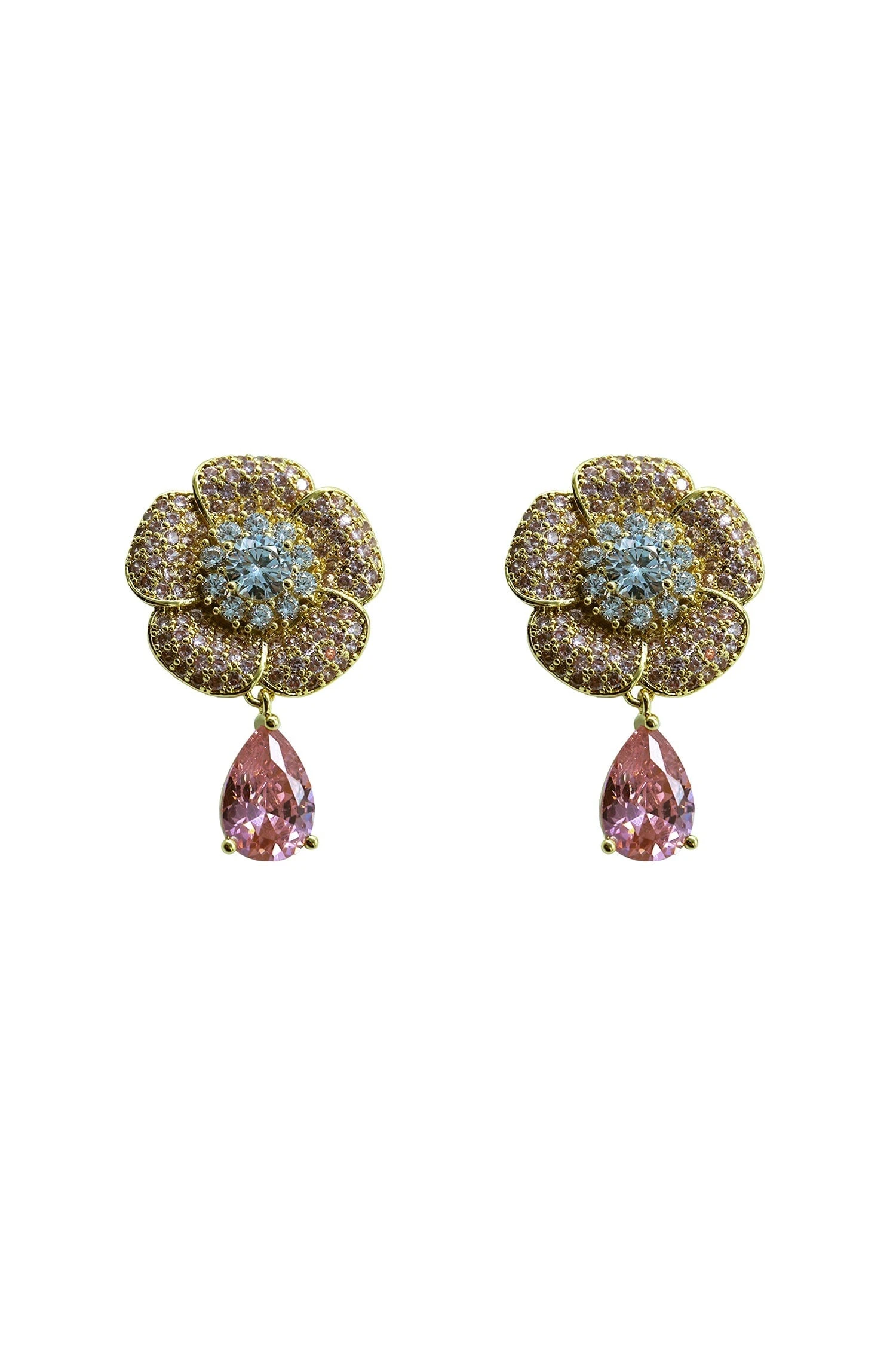 Danielle Gold Diamante Flower Earrings 3 Danielle Gold Diamante Flower Earrings