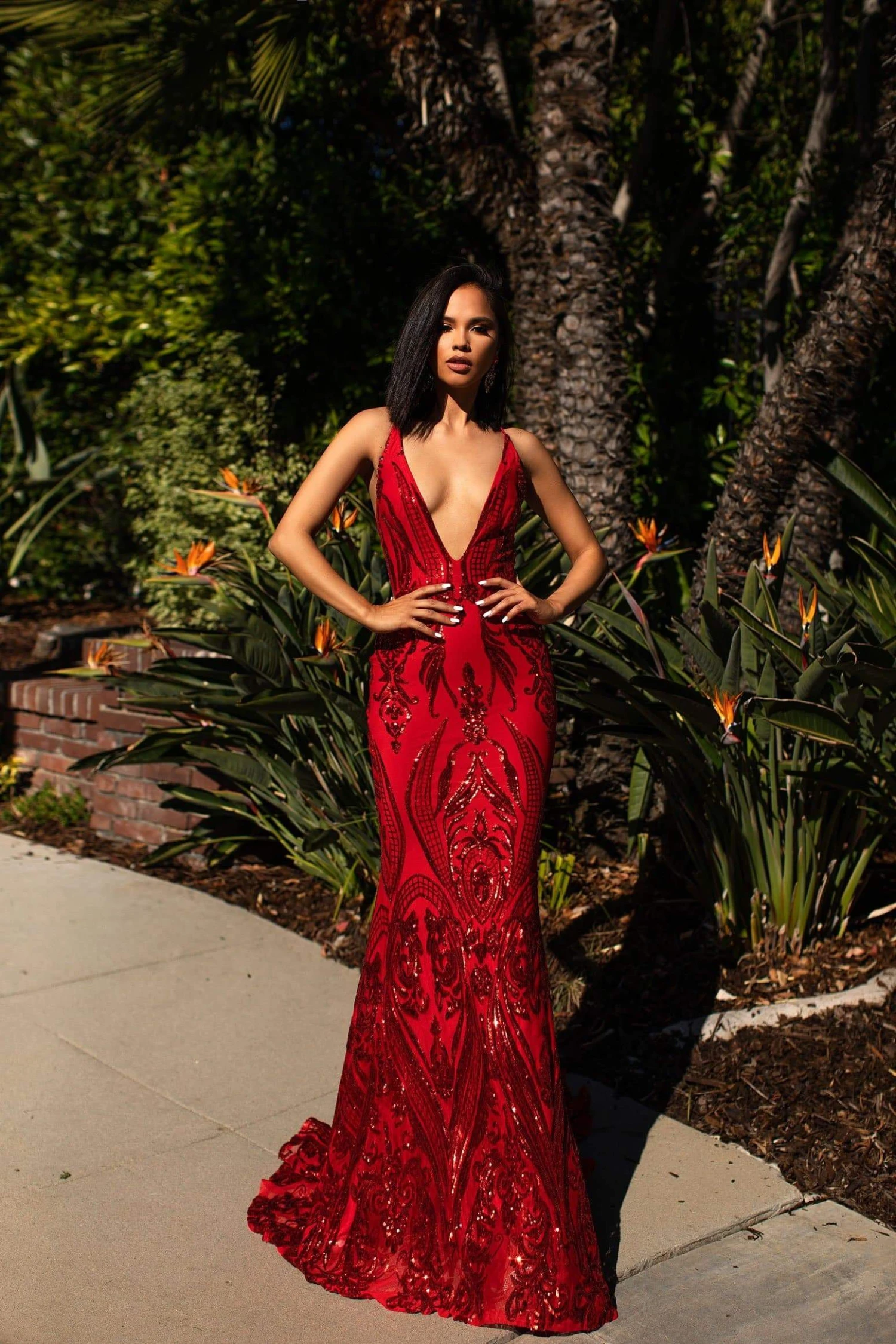 Ciara Sequins Gown - Red 6 Ciara Sequins Gown - Red - Image 4