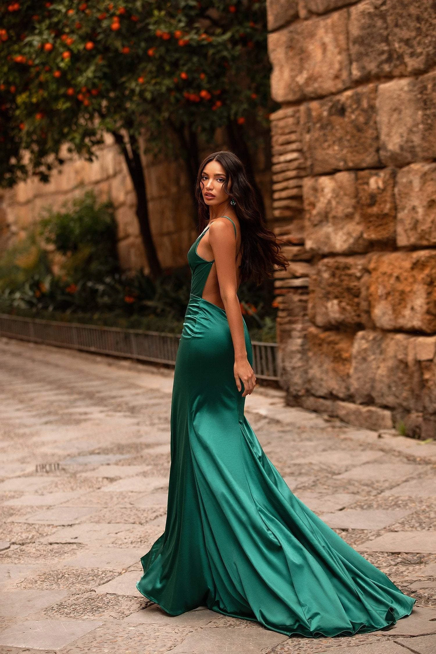 Felicita Satin Gown - Emerald 6 Felicita Satin Gown - Emerald - Image 4