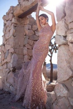 Tyra Glitter Cape Gown - Rose Gold -Highend Dresses 48 0b4f93d4 26df 4241 8271 19004058afa0