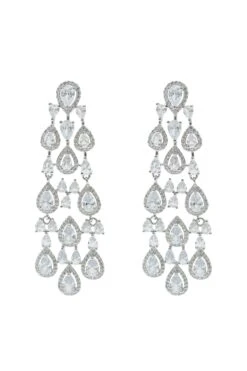 Corrine Silver Embellished Drop Earrings