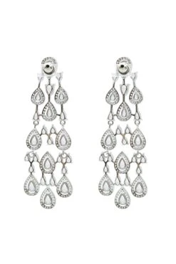 Corrine Silver Embellished Drop Earrings -Highend Dresses 499