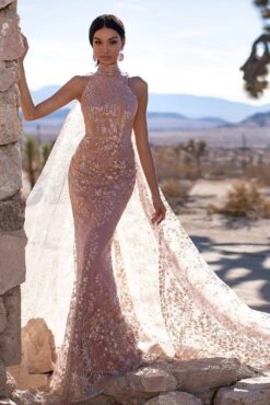 Tyra Glitter Cape Gown - Rose Gold -Highend Dresses 50 c63b74bd d98f 4660 95c9 a23a6da5684c