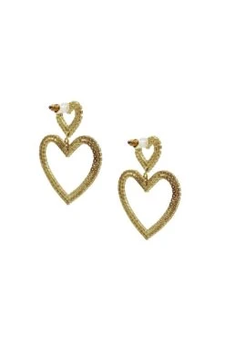 Chloe Gold Embellished Duo Heart Earrings -Highend Dresses 76 e97d5fde 43bf 4986 8db3 ba6584b64fcd