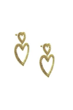 Chloe Gold Embellished Duo Heart Earrings -Highend Dresses 78 3a4dce64 9181 4707 8957 c5a299c01739
